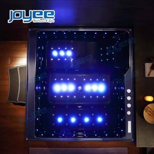 JOYEE High Quality Black Color Acrylic Massage Tub Indoor 4 Person Hydro Whirlpool Waterfall Jacuzzi Spa Hot Tub