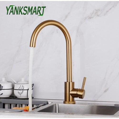 YANKSMART Kitchen Faucets Stainless Steel Kitchen Mixer Single Handle Single Hole Kitchen Faucet Mixer Sink Tap Kitchen Faucet