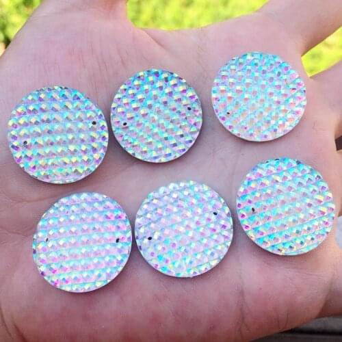 25mm 12Pcs/Lot Flatback Resin Grids Round Crystal AB Rhinestone Cabochon Gems,Flat Back Resin Rhinestone For DIY Decoration