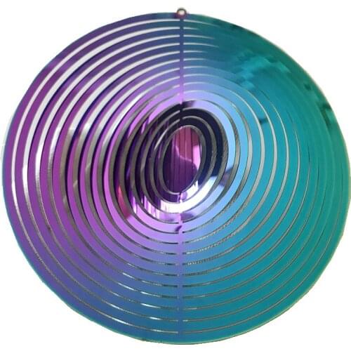 3D Metal Round Wind Turntable Art Garden Pendant Mirror Sculpture Home Colorful Outdoor Hanging Ornament Hot Sell