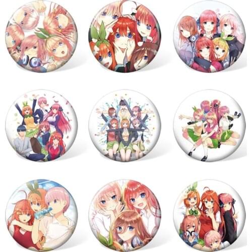 9pcs 58mm The Quintessential Quintuplets Nakano Cartoon Badge Anime Round Brooch Pin