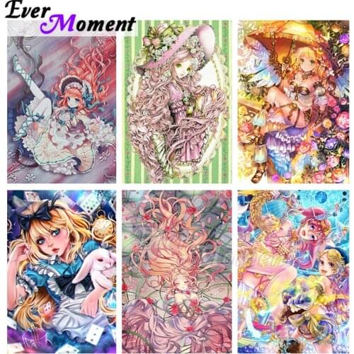 Ever Moment Diamond Painting Girl Cartoon 3D Handmade Resin Full Square Drill Gift Mosaic Embroidery Bedroom Decoration ASF2132