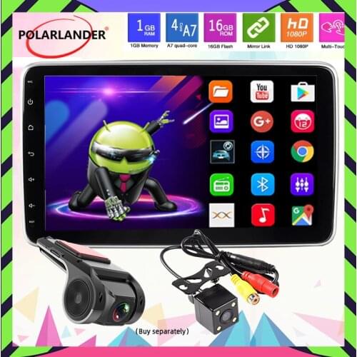 Car Radio 1din 10.1 Inch Android 9.1 Bluetooth 5.0 1G+16G 2USB 4x45W WiFi GPS Navigation 360 Degree Rotating Detachable Player