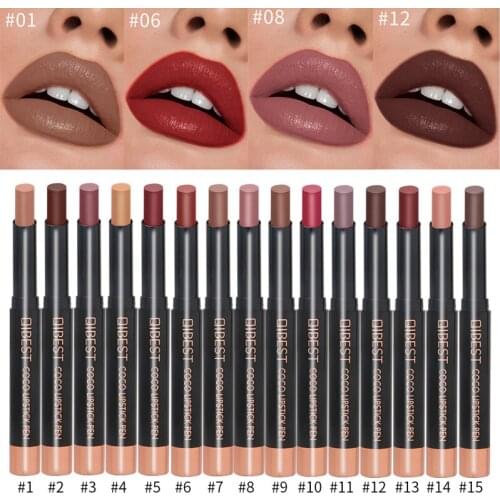 15 Colors Velvet Matte Lipsticks Pencil Waterproof Long Lasting Sexy Red Lip Stick Non-Stick Cup Makeup Lip Tint Pen Cosmetic
