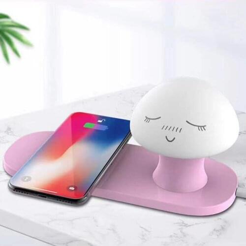 Fast Wireless Charger Night Light Charging for iPhone Samsung Huawei Xiaomi with LED Magnetic Attraction USB Charge Station Dock