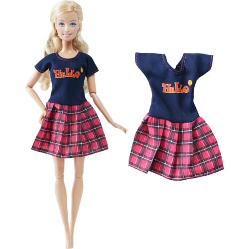 BJDBUS 1 Pcs Doll Mini Dress Daily Casual Wear Fashion Modern Skirt Clothes for Barbie Doll Accessories Child DIY House Toys