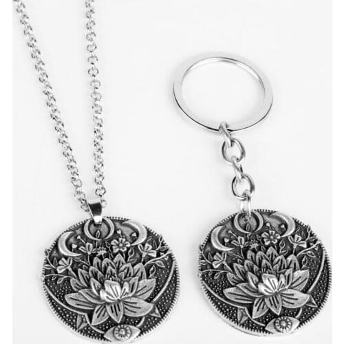 Celtic Lotus Mandala Pendant Keychain Religious Protection Amulet Keyring Key Chains for Women Men Vintage Yoga Jewelry Gifts
