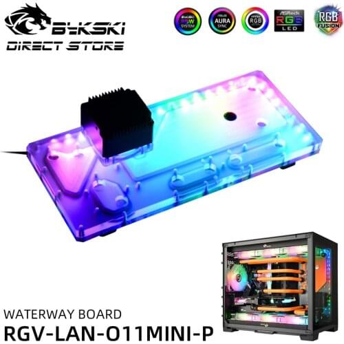 Bykski Waterway Board Reservoir Watercooling System Water Tank Tranperant For LIANLI O11MINI PC Cooler ARGB RGV-LAN-O11MINI-P