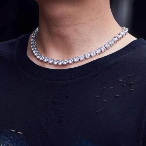 2021 Hot Sale Hip Hop Iced Out 8mm Sparking Bling Cubic Zirconia Tennis Chains Necklaces For Women Charming Fashion Jewelry