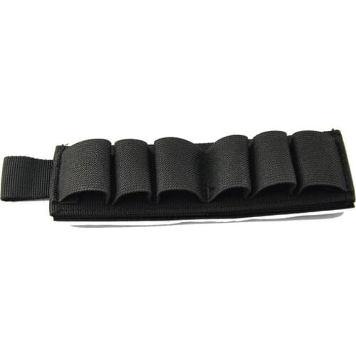 Hunting 6 Round Shotgun Buttstock Shell Bullet Holder nylon Adhesive Strip Pouch Airsoft Ammo Carrier