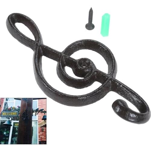 DRELD Cast Iron Vintage Hook Flower Basket Folding Wall Hanger Hooks Music Pattern Coat Hat Hanger Wall Mounted Decorative Hooks