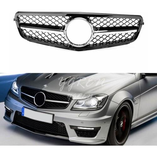 Gloss Black Front Grill AMG Style for Mercedes C-Class Benz W204 C300 C350 2008-2014