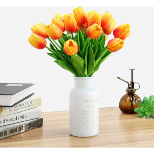 Tulip Artificial Flower 22pcs Real Touch Artificial Tulip Bouquet Fake Flower for Garden Wedding Home Decor Mothers Day Gift