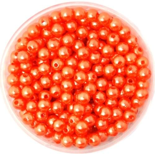 Round Approx 1000pcs/lot Orange Color 6mm Dia. Imitation Pearl Plastic Beads Wholesale for Jewelry Making CN-BSG01-02ORR