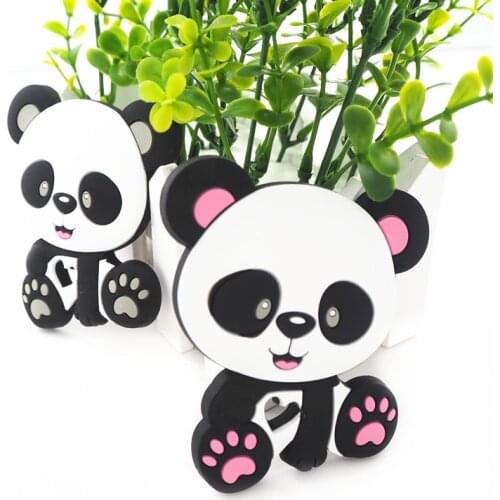 Chenkai 1pc Silicone Panda Bear Teether DIY Baby Chewing Pendant Nursing Sensory Teething Pacifier Dummy Jewelry Animal Toy