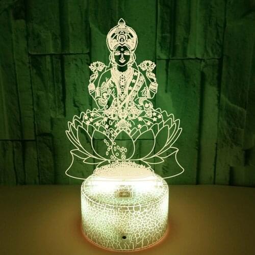 Lakshmi 7 Color Changing Lamp 3D Atmosphere Night Light LED Visual India Goddess Of Wealth Lamp Bedroom Decor Gift Light Fixture