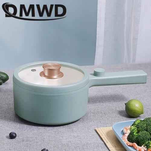 DMWD Multifunction Electric Skillet Stainless Steel Hotpot Noodles Rice Cooker Egg Steamer Soup Cooking Pot MINI Heater Pan 1.5L