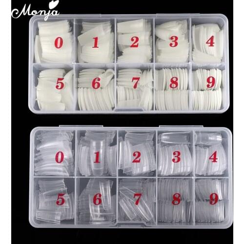 Monja 500Pcs/Set White Transparent French Ballet Nail Art Half Cover False Nail Acrylic UV Gel Extension Nail Tip Manicure Tool