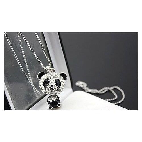 N014 Hot Sales Free Shipping Wholesale cute crystal Panda Pendant Full Rhinestone Casual Lovely Necklace for women