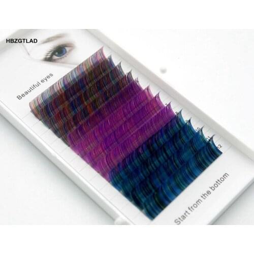HBZGTLAD C/D curl 0.07/0.1mm 8-15mm false lashes Rainbow color eyelash individual colored lashes Faux eyelash extensions