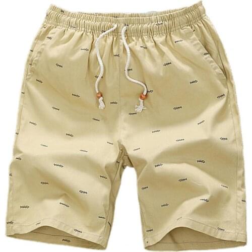 2021 New Mid Rise Fish Bone Print Men Shorts Loose Drawstring Pockets Short Pants Bottoms