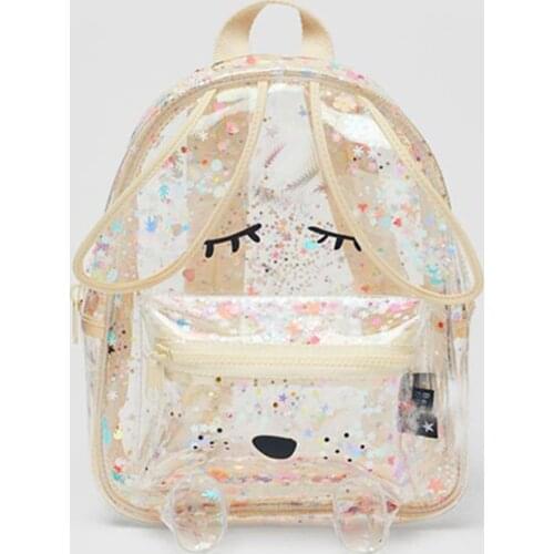 2021 Summer new sequins glittering bunny shape transparent backpack shopping glitter cute children ladies shoulder bag
