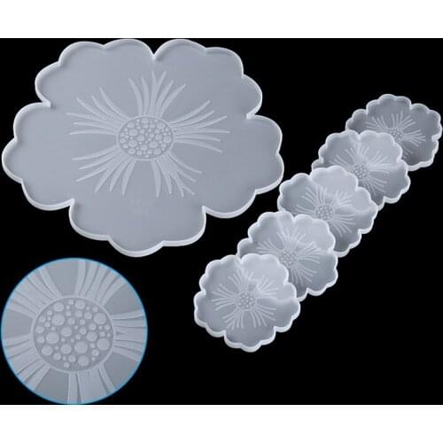 New Large Flower Petal Coaster Resin Casting Mold Crystal Epoxy Fruit Tray Mould DIY Handmade Drop Gel Clay Craft Tools