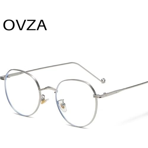 OVZA 2021 New Blue Blocking Glasses Women Round Optical Glasses Frame Mens Fashion Computer Goggle High Quality S1810