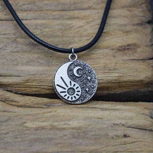 10pcs Yin Yang Necklace sun and moon jewelry with 55 rope chain