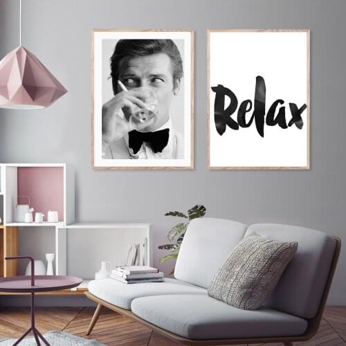 Relax Quotes Poster Modern Fashion Canvas Painting Black White Art Print Smoking Wall Picture For Living Room Home Décor