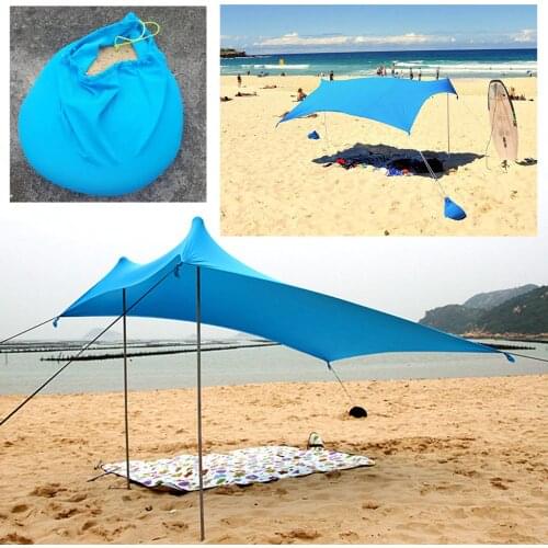 Family Beach Sun Shade Tent with Sand Anchors UPF50 UV Protection Camping Shelter Tarp Outdoor Tools for 3-4 Person Camping