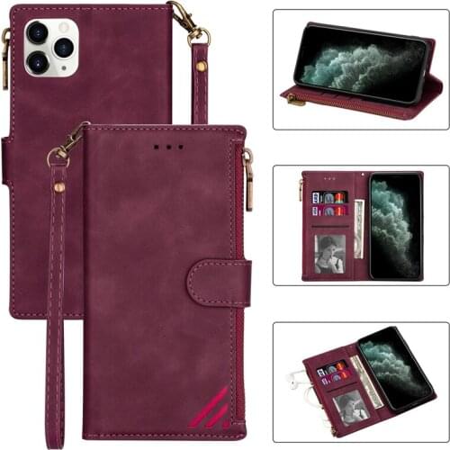 Luxury Leather Cover Fundas Zipper Flip Wallet Case For iPhone 11 12 Pro Max 12 Mini XS Max XR X 6 6s 7 8 Plus Case Cover