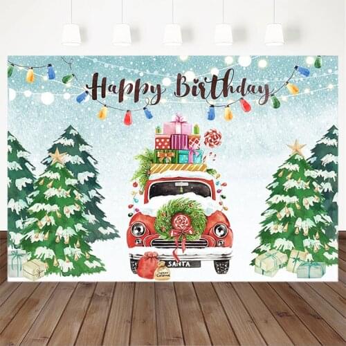 Christmas Backdrop Xmas Tree Gift Candy Car happy Birthday Backdrops Family Gathering Photography Background For Photo Studio