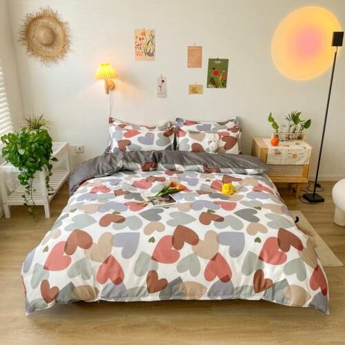 Heart Pattern Duvet Cover Set 175x220 Pillowcase 3Pcs,220x240 Quilt Cover,Extra Large, Bedding Set