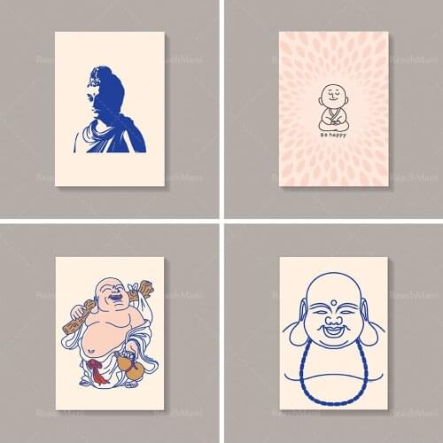Happy Buddha/Laughing Buddha/Buddha printable minimalist painting/Buddha wall art/Buddha wall decoration/Monk/Yoga studio decora