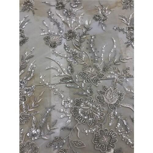 Exquisite beaded tube wedding dress, lace, fashion flower, sequined tulle embroidery, suitable for ladies' wedding dress skirts