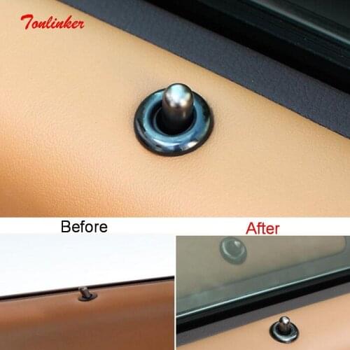 Tonlinker Interior Car door Lock Safety Button Stickers For LEXUS ES200 260 300H 2018-21 Car Styling 4 PCS Metal Cover Stickers