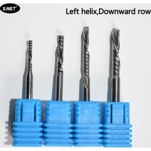 Carbide single edge left screw milling cutter Lower chip removal Acrylic, density board, board, etc/ Cutting and hollowing out