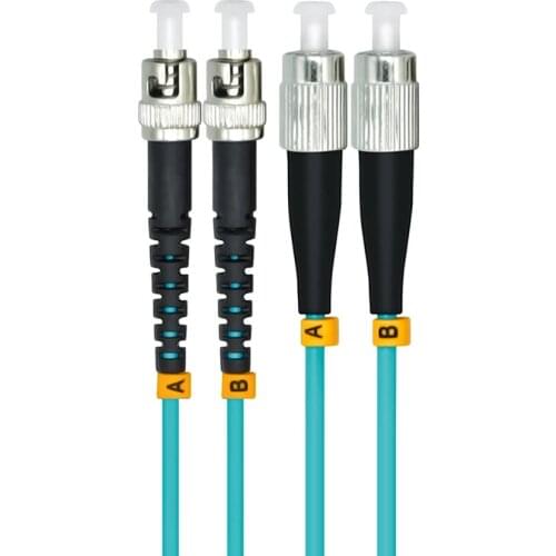 Indoor Armored 30 Meters ST-FC Duplex 10 Gigabit 50/125 Multi-mode Fiber Optical Cable OM3 Aqua 10GB ST to FC Patch Cord Jumper