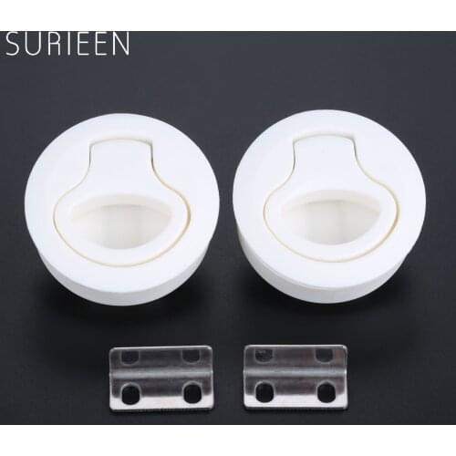 2 Pcs Boat Flush Pull Push Slam Latch Non-Locking Door Deck Hatch Latch Fit Standard 2 Inch Hole Cutout Rowing Boats Accessories