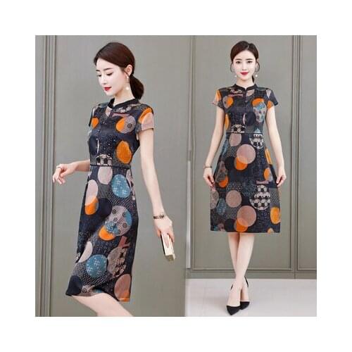 2021 Free Shipping New Summer Spring Women Fashion Temperament Printed Polka Silk Work Wear Dress