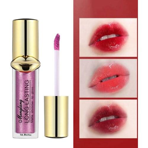 12 Colors Matte Glitter Lip Gloss Moisturizing Non-stick Cup Liquid Lipstick Moist Waterproof Natural Long-lasting Makeup TSLM1
