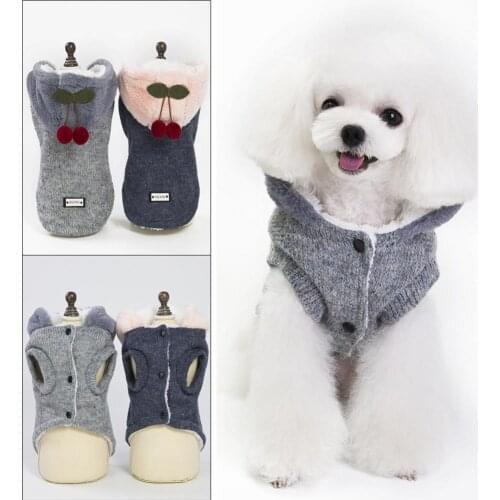Little Cherry Pet Winter Dog Warm Jacket Coat Puppy Clothes Sweater Decoration Cute Cotton Hoodie Chihuahua Fleece Pets Clothing