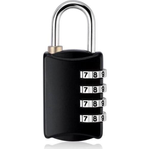 12*8*2mm 4 Dial Digit Combination Lock Weatherproof Protection Security Padlock Outdoor Gym Safely Code Lock Black