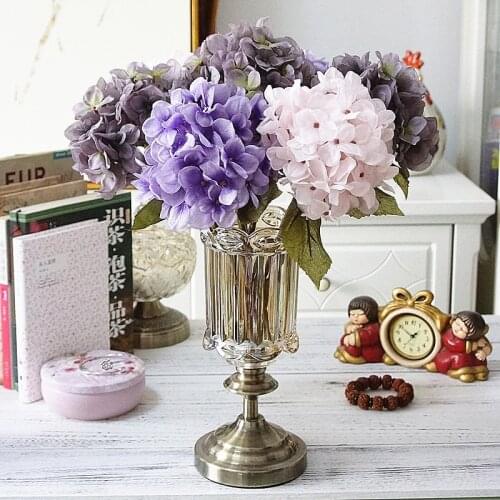 2021 Fashion Artificial Flowers Silk Hydrangea Autumn Vases Flower Wedding Flower Wall For Home Decor Christmas Decorative