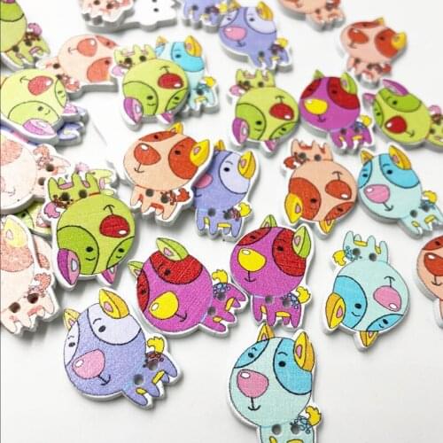 100PCs Wooden Sewing Buttons Scrapbooking Dog shape 2 Holes 25X18mm Costura Botones Decorate WB578