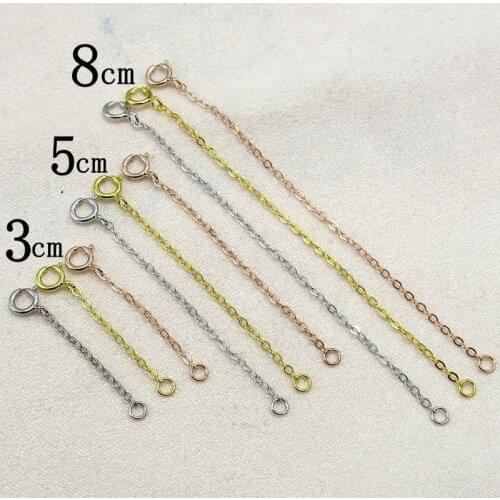 5PCS Lots 3cm 5cm 8cm Length 925 Sterling Silver Extended Chains with Lobster Clasps for DIY Necklace Extension Chain Jewelry