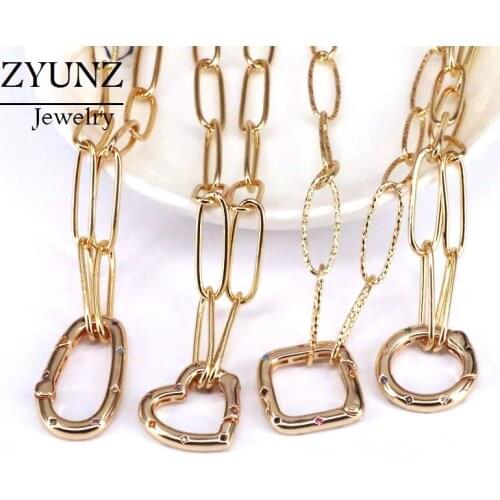 5PCS, Boho Gold Color Jewellery Snap Clasp Pendant Necklace Heart Square Circle Pendant Necklaces Punk Chain for Women Girl