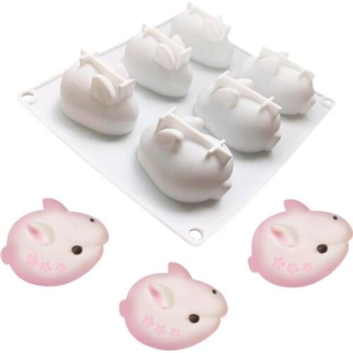 6 Even Silicone DIY Cake Mold Cube Rabbit Shape Mousse Cake Chocolate Desser Ice Cream Baking Mold Decorating Mould Tools