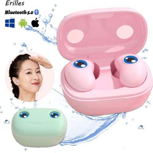 E6 TWS Wireless Headphones Bluetooth Gaming Sport Headsets Waterproof IPX5 Cartoon Style Earphone with Charge Case(Android,IOS)